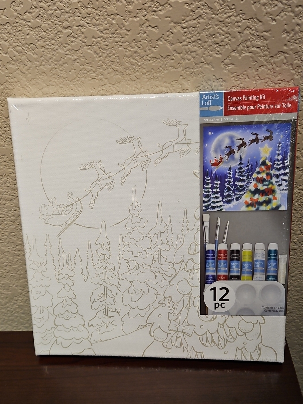 Christmas Painting Kit - Santa Sleigh Over Snowy Trees